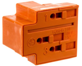 Wtyk rozgałęźny 3-torowy 2,5mm2 2x L, 1x PE pomarańczowy 730-113 /50szt./