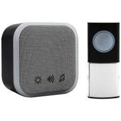 Uni-Com 98476&#x2B;W96001 Portable Door Chime, Black