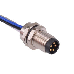 5 Way M8 Prewired Male Rear Mounting Receptacle Circular Connector IP67 3A