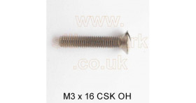 M3 x 16mm countersunk oval head nickel plated screw (10 pack)