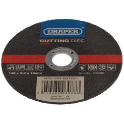 Draper 94769 Metal Cutting Disc, 100 x 2.5 x 16mm - 94769