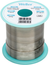 Solder, lead-free, SAC (Sn3.0Ag0.5Cu3.5%), Ø 1 mm, 250 g, WSW SAC M1 1MM 250G