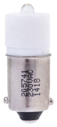 Lampka kontrolna Biały 230V ac BA9s LED średnica 10mm długość 24mm