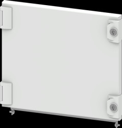 Compartment door, rectangular, sheet steel, (W x H x D) 400 x 350 x 25 mm, light gray, for built-in installation devices, 8PQ203