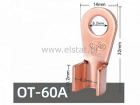 Konektor; oczko 8mm; miedź; kabel do 50mm2; 60A