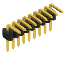 Pin header, 9 pole, pitch 1.27 mm, angled, black, 10060920