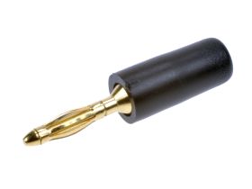 Wtyk bananowy; 2mm; 25.203.2; czarny; 26,5mm; lutowany; 10A; 60V; mosiądz złocony; PE; Amass; RoHS