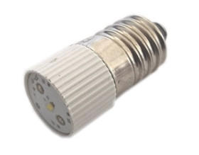 LAMPA LED E10 6,3V BIALA