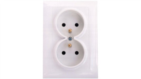 Wesa Gniazdo Podwójne Z/U Ip20 Białe Lc-16