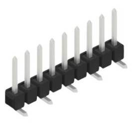 Pin header, 9 pole, pitch 2.54 mm, angled, black, 10047362