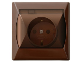 AKCENT Gniazdo hermetyczne z uziemieniem schuko IP-44 wieczko przezroczyste brązowy GPH-1AS/24/d OSPEL