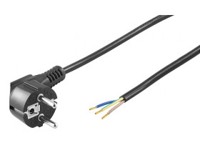 Kabel ze stykiem ochronnym, zgięty, do konfekcjonowania 1,5 m, Czarny