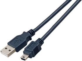 USB 2.0 adapter cable, USB plug type A to mini USB plug type B, 1.5 m, black, K5250SW.1,5V2