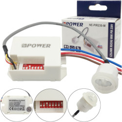 Czujnik ruchu MINI PIR 230VAC NE LED do zabudowy NE-PIR230-M NePOWER