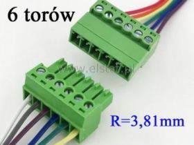 Złączka 6 torowa; przykręcane kable; 3,81mm