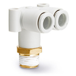 Złączka pneumatyczna 4 mm Rc 1/8 SMC Kolanko rozgałęźne 15 mm, męska