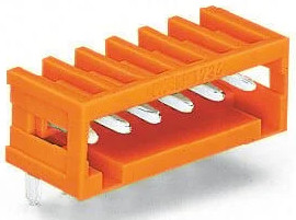 Pin header, 4 pole, pitch 3.81 mm, angled, orange, 734-264