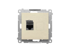 SIMON 55 Gniazdo komputerowe pojedyncze RJ45 kat. 6 ekranowane z przesłoną szampański mat T61E.01/144 KONTAKT SIMON