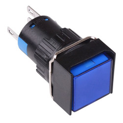 Blue Square Momentary 16mm Push Button Switch NO/NC 12V