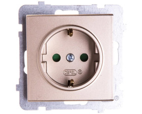 SONATA Gniazdo pojedyncze z/u Schuko z przesłonami szampański złoty GP-1RSP/m/39