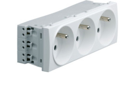 systo Gniazdo przelotowe potrójne z uziemieniem samozaciski 6M biały WS123 HAGER