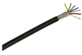 Przewód; do transmisji danych; Technotronik; LIYCY; 7x0,25mm2; linka; Cu; czarny; PVC; okrągły; ekranowany; 300V; zwój 100m; Tec