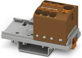 Distribution block, push-in connection, 0.2-6.0 mm², 7 pole, 32 A, 6 kV, brown, 3273602