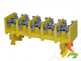 Odgałęźnik instalacyjny LZ5*25/10wyk.21 żółty 5-torowy (zacisk: 5x25 mm2 5x4x10 mm2) na TS35 84108004 SIMET