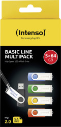 Intenso USB-Stick 5er Pack Basic Line 5 x 64 GB Pendrive USB 64 GB żółty, zielony, niebieski, pomarańczowy, czarny 35035