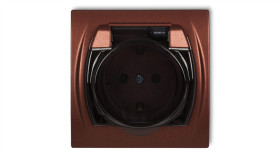 Logo Gniazdo Bryzgoszczelne Z/U Schuko (Klapka Dymna) Brązowy Metalik 9Lgpb-1Sdp