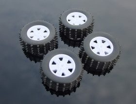 47x17 mm Wheel - for DIY Robots and Vehicles - Black Tire with Studs and White Rim