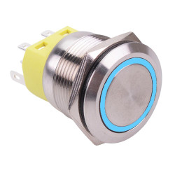 Blue LED On-(On) Momentary 22mm Vandal Push Button Switch DPDT