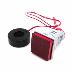 Kontrolka LED Volt+Amper+Hz czer 22mm min.0,6A 150W, 60-500VAC miernik