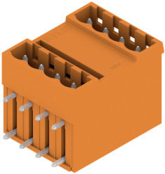 Pin header, 8 pole, pitch 5.08 mm, angled, orange, 1601810000