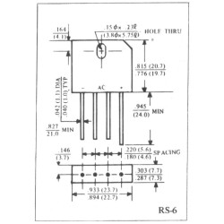 Mostek 6A 1000V KBU6M PŁASKI