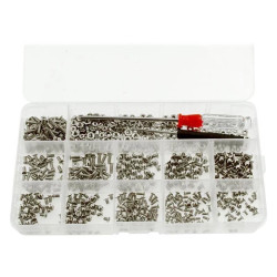 Śruby stożkowe M2, M2.5, M3 z nakrętkami. Zestaw 530-częściowy