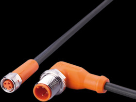 Sensor actuator cable, M12 cable plug, angled, A to M8 cable socket, straight, A, 3 pole/3 pole, 0.3 m, PUR, black, 3 A, EVC364