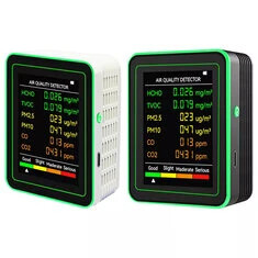 Tester jakości powietrza 6 w 1 HCHO TVOC PM2.5 PM10 CO2 CO/wilgotność 2 typy ładowania USB typu C przenośny monitor
