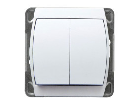 GAZELA Wyłącznik podwójny świecznikowy zwierny przycisk biały ŁP-17J/m/00 OSPEL