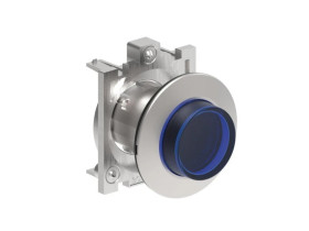 Metalowy przycisk płaski podświetlany fi30mm samoczynny powrót wystający Niebieski LPFBL206