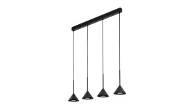 Lampa Wisząca Czarna Na Listwie Z 3 Stożkowymi Kloszami Cono Black Mini 4...