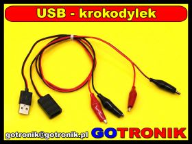Zestaw przewodów gniazdo/wtyk USB na krokodylki