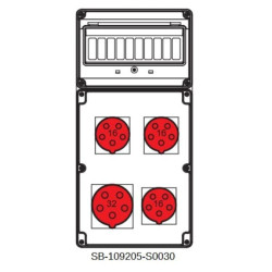 Rozdzielnica 1x5x32A 3x5x16A INA=32A IP54 SB-109205-S0030-54