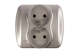 Simon Akord Gniazdo podwójne z/u 16A IP20 aluminium metalizowane AGZ2/26