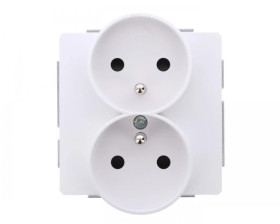 DECO Mechanizm gniazda podwójnego do ramki DECO Soft z uziemieniem 2x(2P+Z) (przesłony torów prądowych), biały mat 25DGPRSO-2zp