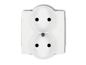 DECO Gniazdo podwójne bez uziemienia do ramki DECO Soft (przesłony torów prądowych) biały DGPRSO-2p KARLIK