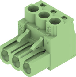 Socket header, 3 pole, pitch 5 mm, straight, green, 1204970000