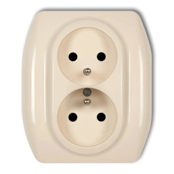 TREND Gniazdo podwójne z/u beżowy 1GP-2zp
