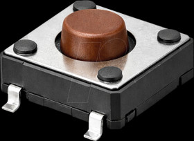 DTSM-21N-V-T/R Short stroke button, SMD, 1 NO, 12 x 12 x 4.3 mm