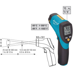Hazet 1991-1 IR Thermometer 12:1 -50°C to 550°C Laser Pointer